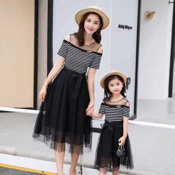 

Mom Girl Lace Dress 2018 Girls Summer Clothes Off Shoulder Mom and Daughter Tutu Dress for Wedding Mother Daughter Dresses Set