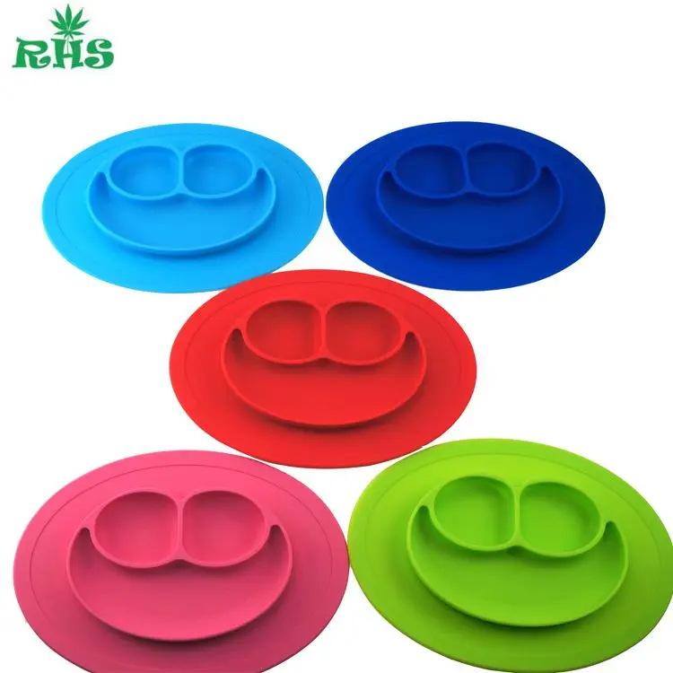 Mini Size Smile One Piece Baby Silicone plate Placemat Plate Food Grade