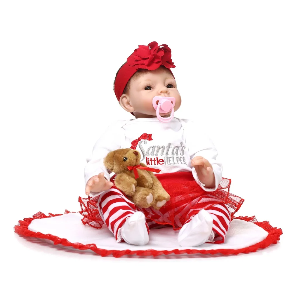 Reborn Baby Doll мягкий силиконовый 22 дюймов 55 см магнитного рот прекрасные Реалистичные милый мальчик девочка игрушка розовый цветок головной