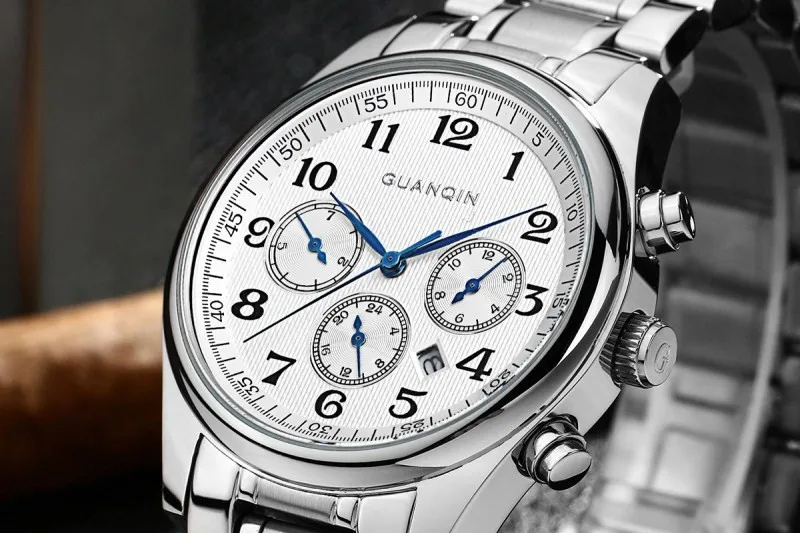 Известный бренд GUANQIN Для мужчин Платье Сапфир Повседневные часы Аналоговые Часы Для мужчин наручные часы 2018 спортивные Наручные часы Relogio