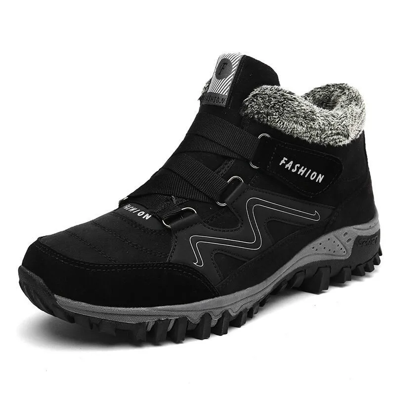 

Brand Men Suede Working Fur Warm Ankle Boots Leather Men's boots Men Winter Waterproof Men Snow Boots Big Size 39-46