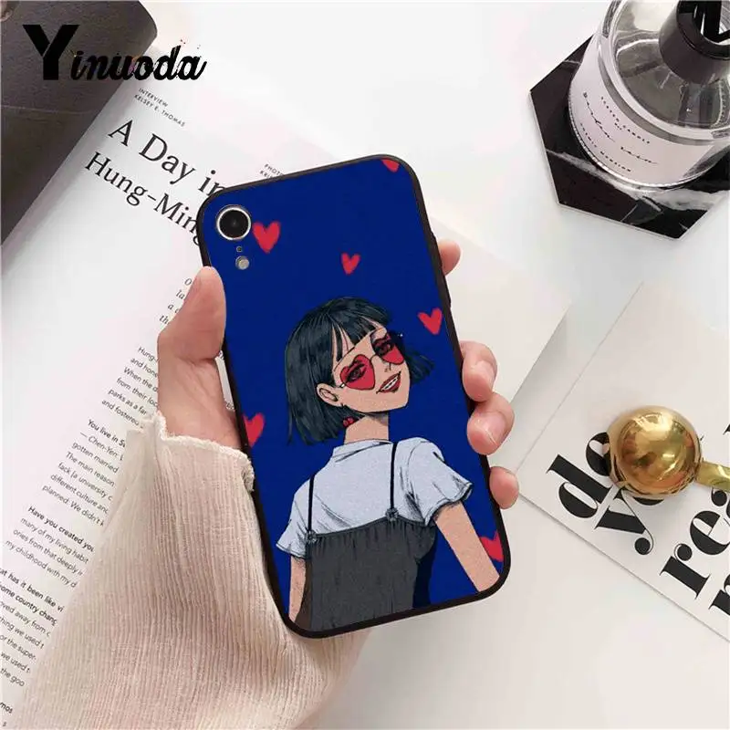 Cartoon girl eye face flower fashion Love Heart