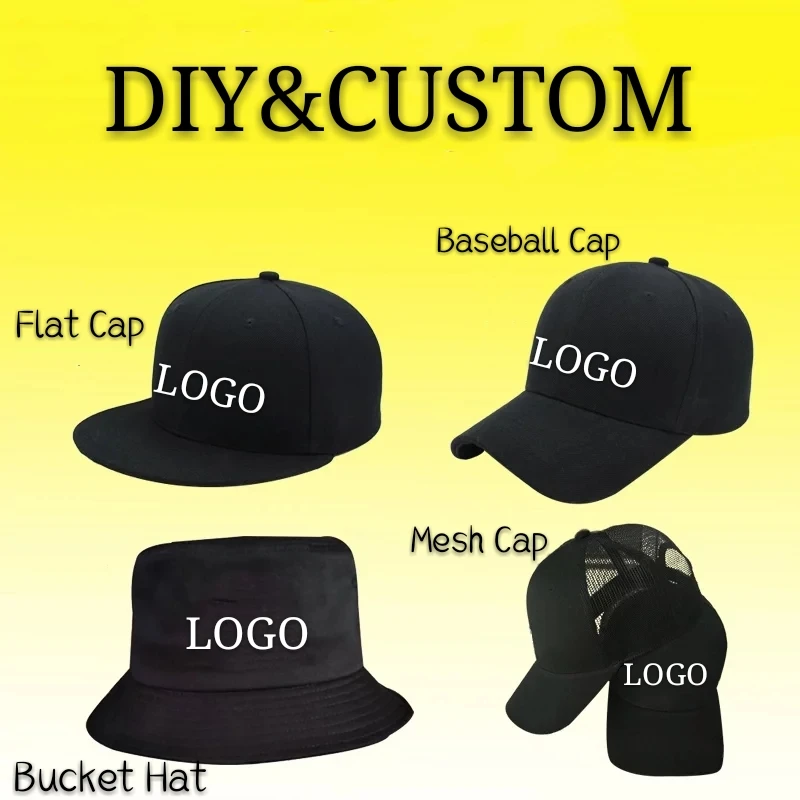 

DIY Logo Baseball Cap Custom-made Hat Hip Hop Child&Adult Printing Embroidery Famous Brand Sport Bucket Hat Men Women Snapback