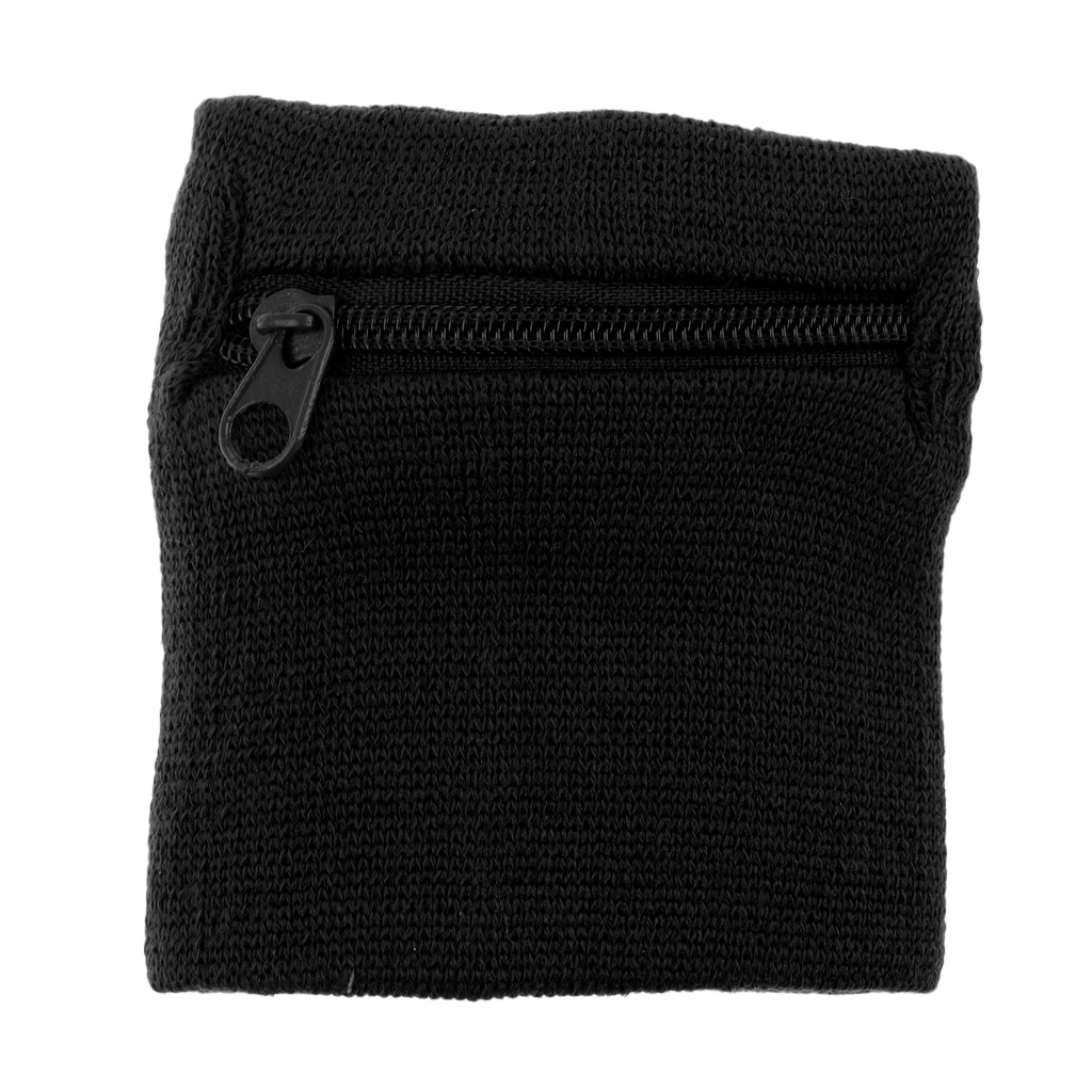 2 Pieces Adult Men Women Wristband Sports Sweatband Wrist Wallet with Zipper Pocket for For Gym Sports Basketball Soccer Tennis 
