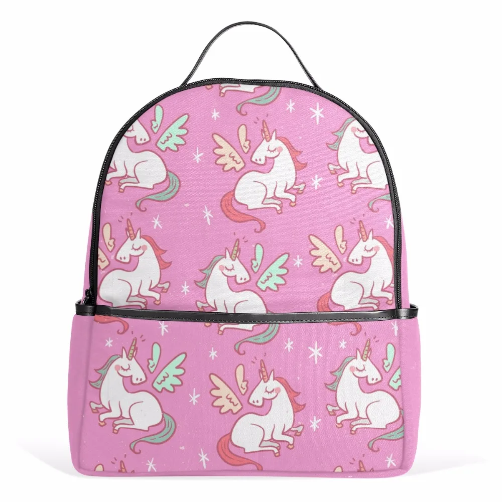 Unicreate unicorn pink canvas backpacks for baby girls/ teenager school