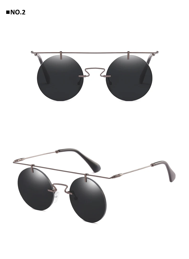 LEIDISEN солнцезащитные очки без оправы стимпанк модные летние стильные винтажные очки UV400 круглые оттенки мужские и женские брендовые