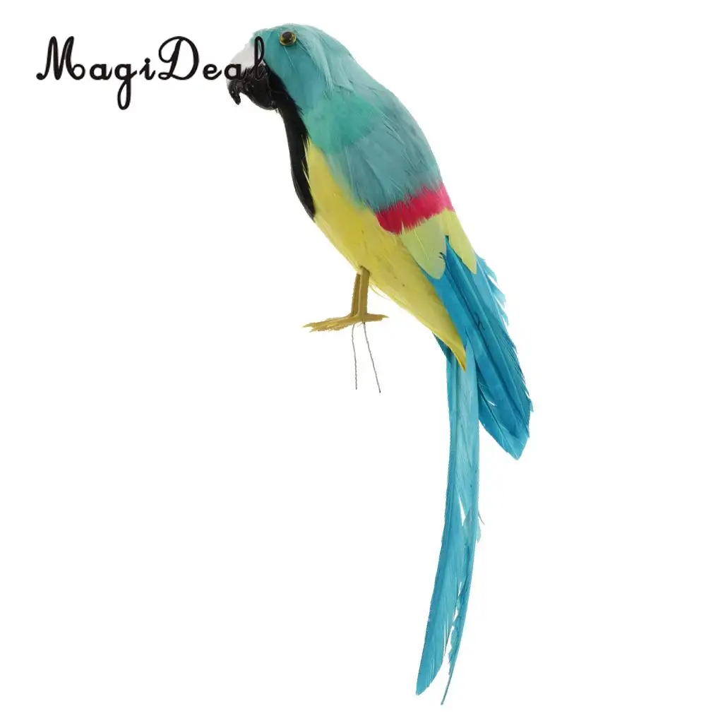 12'' / 30cm Decorative Feather Parrot Model Artificial Bird Statue Macaw Figurine Fancy Dress Props Garden Lwan Tree Decor