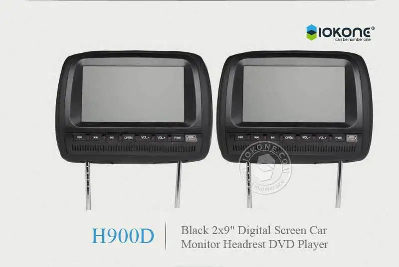 

Pack of Two  9" Inch Headrest DVD Player with MP3 MP4 CD Player SD Card FM Radio Touch Screen Remote Control and Dual Speaker