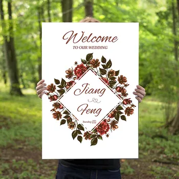 

free shipping 1pcs custom logo Wedding favor wedding welcome sign sticker decoration birthday party decorations kid girl boy