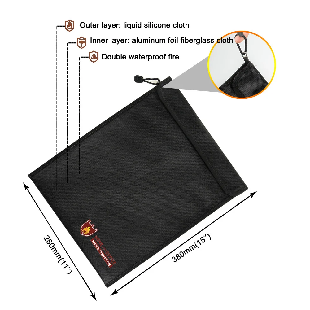 

Fireproof Document Bag Waterproof Fire Resistant Pouch for Files Money Documents WIF66