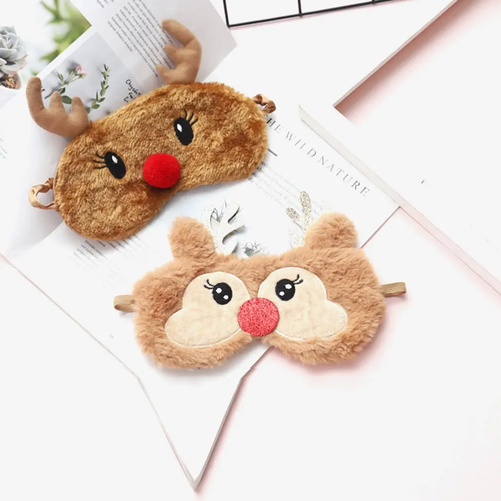 Reindeer Eye Blinder Plush Sleep Masks Adjustable Sleep Mask for Christmas Cute Animal Sleeping