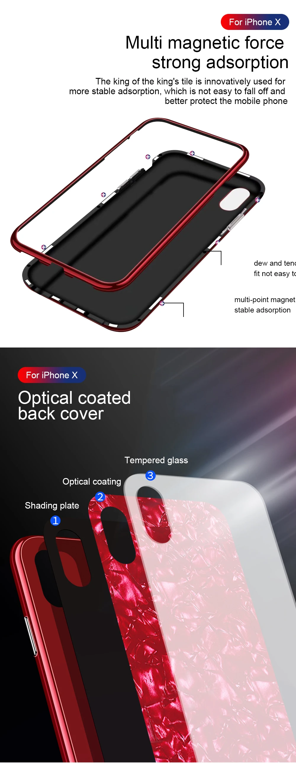 Ascromy Magnetic Adsorption Phone Case For iPhone X Tempered Glass Back Cover For iPhoen 10 8 Plus 7 6 6S Magnet Accessories (3)