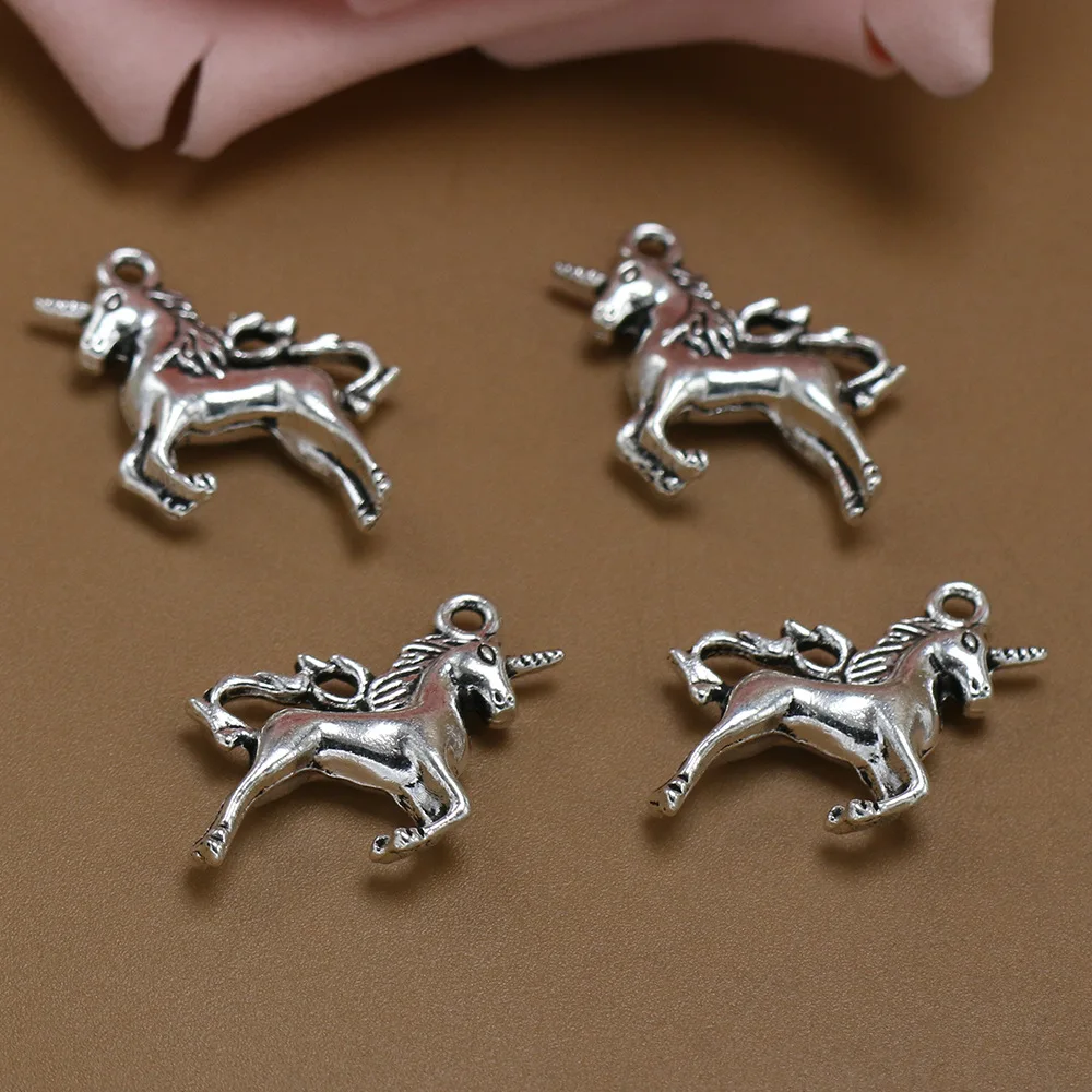 

10pc/lot Fashion DIY Accessories Ancient Silver Unicorn Horse Pendant Handmade Keychain Necklace Bracelet Charms Jewelry Trinket