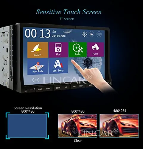 Top EinCar Double Din Car DVD CD Player Audio system in dash Stereo GPS Navigation 7