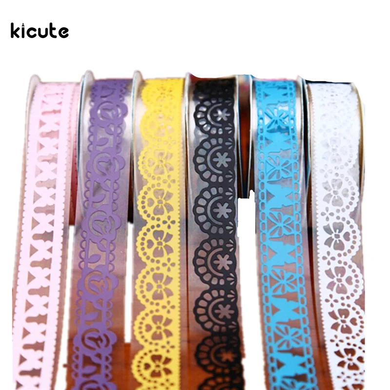 5pcs/lot New Hollow Lace Stickers Lace Roll Paper Decorative Adhesive