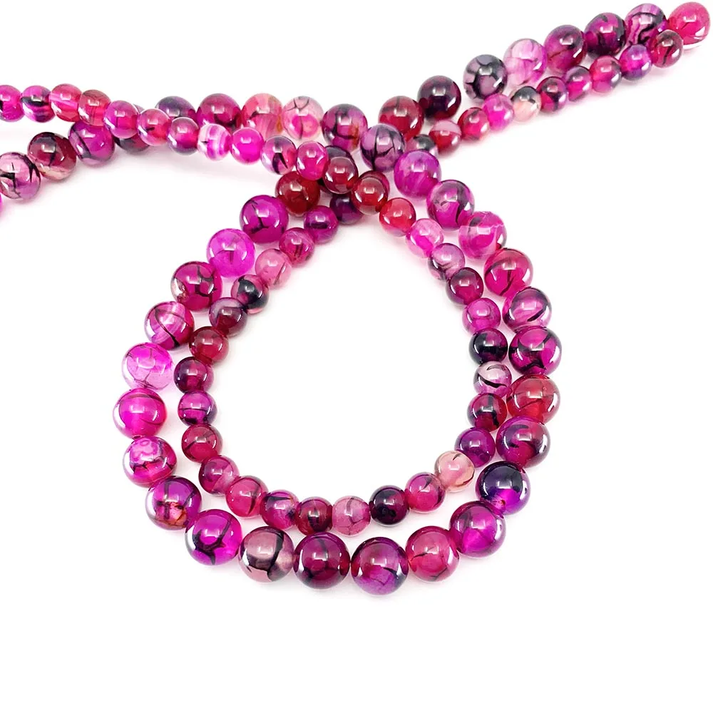 

1strand/lot Natural Stone Rose Red Dragon Vein Agat 6 8 10 mm Round Loose Spacer Beads For Jewelry Making Findings DIY Bracelet