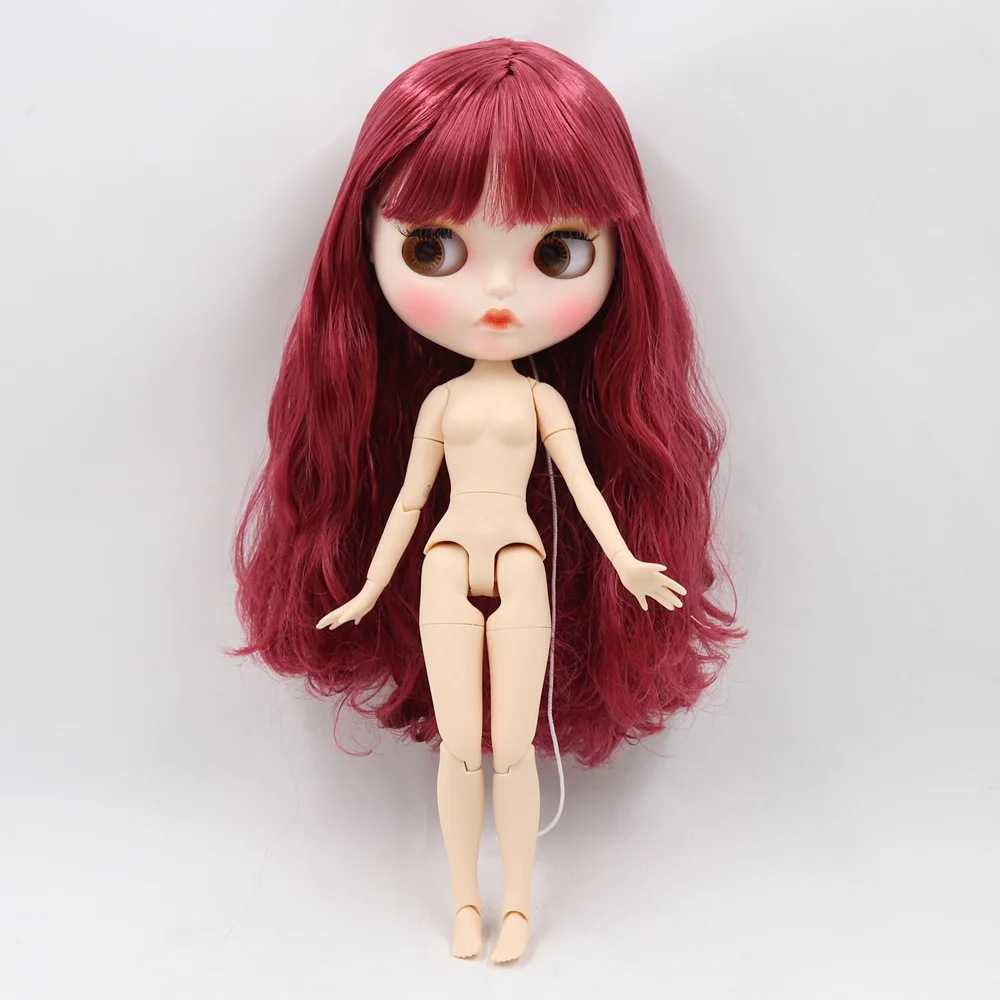Кукла Blyth 1/6 bjd белая кожа соединение тела элегантный цвет красного вина вьющиеся волосы матовое лицо с бровями блеск для губ ледяной sd игрушка