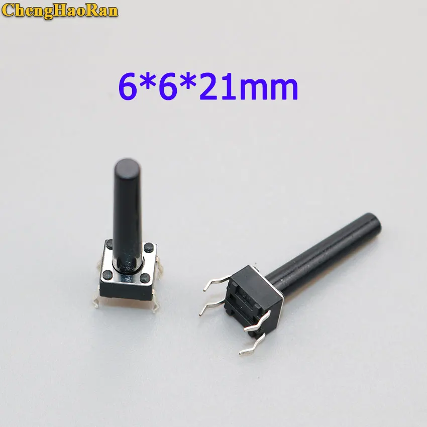 

ChengHaoRan 50pcs 6*6*21mm Interruptor 4 PIN Tactile Tact Push Button Micro Switch Direct Plug-in Self-reset Top Copper