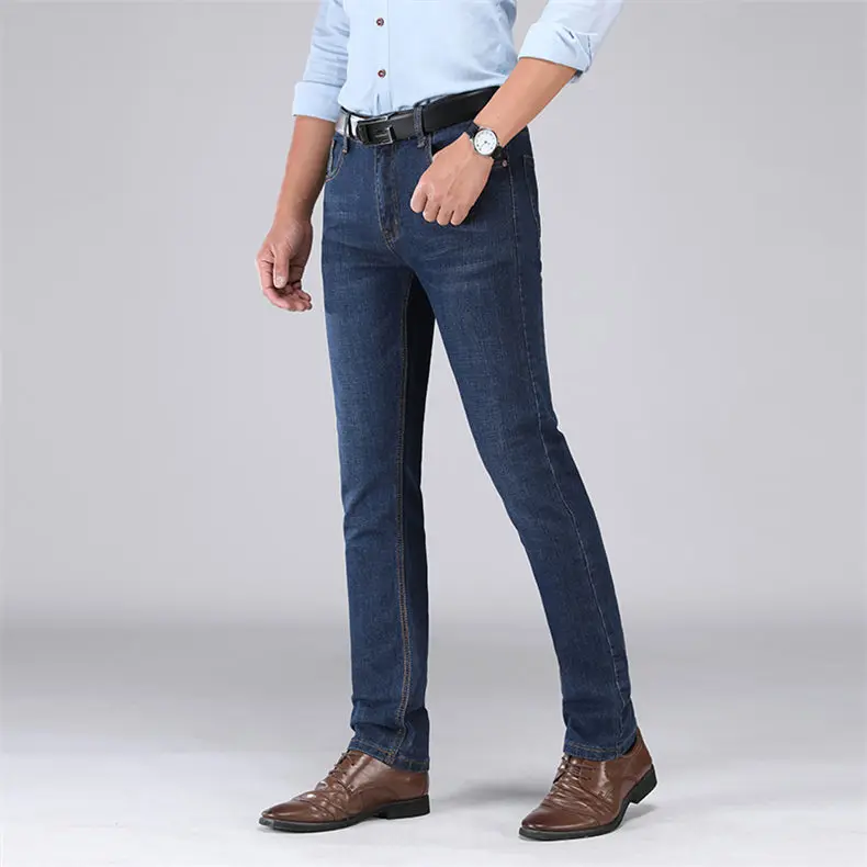 Brand 2019 New Men's Jeans Business Casual Elastic Cotton Stretch Slim Jeans Spring Straight Classic Trousers Denim Pants Male 03