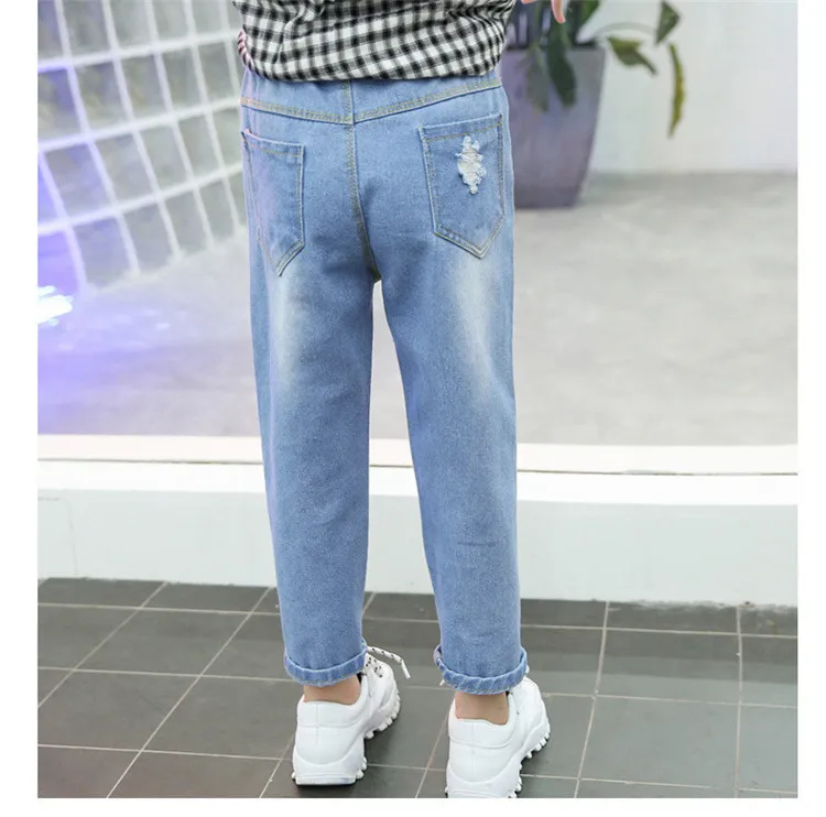 3-12 y kids girls jeans child fashion ripped jeans for girls 12 years teenage girl clothes denim pants flower embroidery trouser (6)