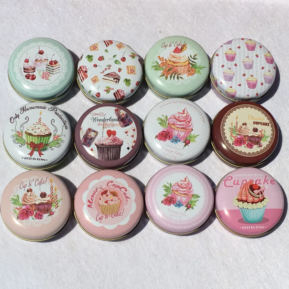 

36pcs/set Storage Box for Tea Kawaii Small Storage Metal Box Lovely Round Metal Tin Iron Storage Organizer Cosmetic Box