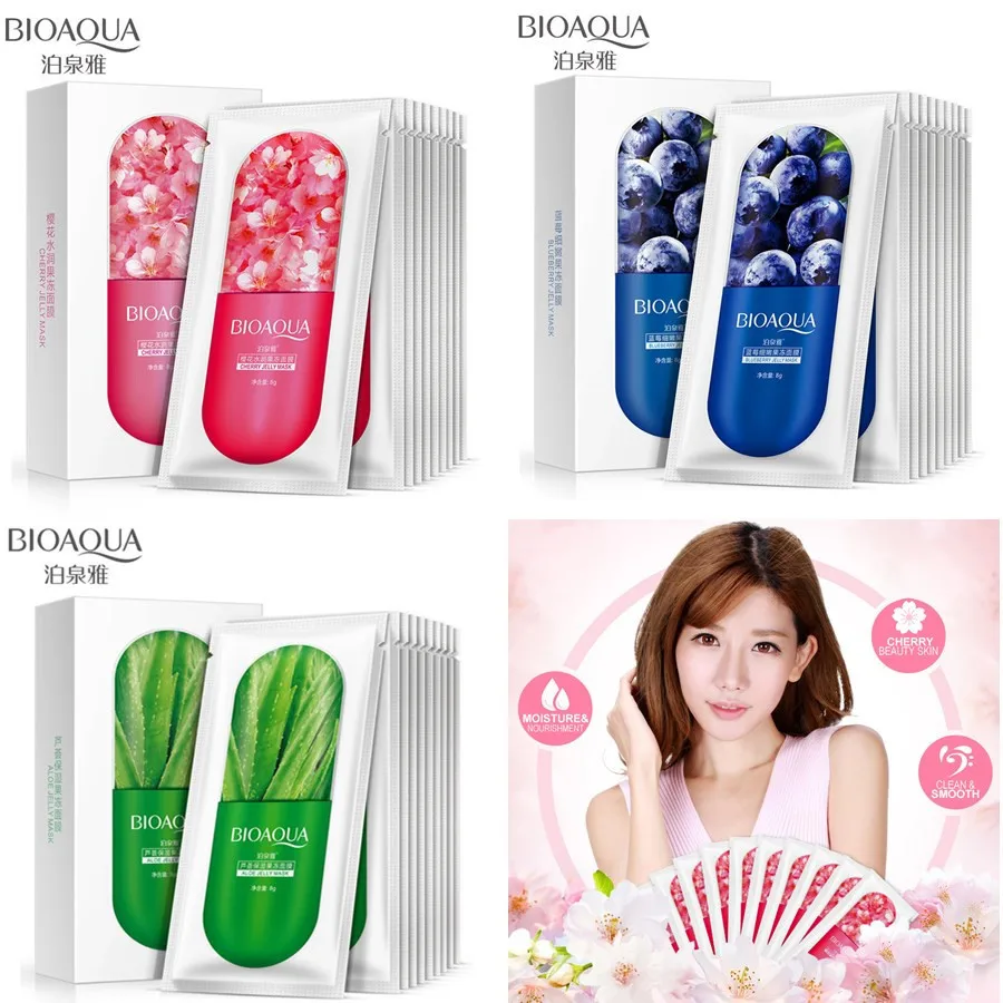 

3pcs for 3 colors BIOAQUA skin care natural plant extract facial mask moisturizing anti-wrinkle sleep mask 8g * 3pcs