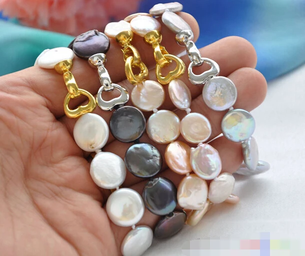 

08653 wholesale coin freshwater pearl bracelet 5pcs