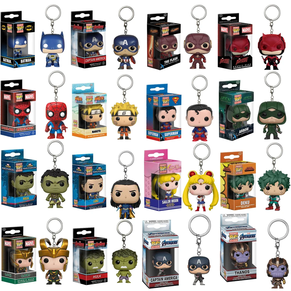 

Avengers Iron Man PVC Keychains Captain America Model Pendant Keyring Action Figure Toy for Children Gift with Box Llaveros