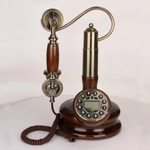 Telefone fixo de madeira sólida, mesa de sentar, telefone antigo, telefone fixo vintage, casa equipada, telefone fixo
