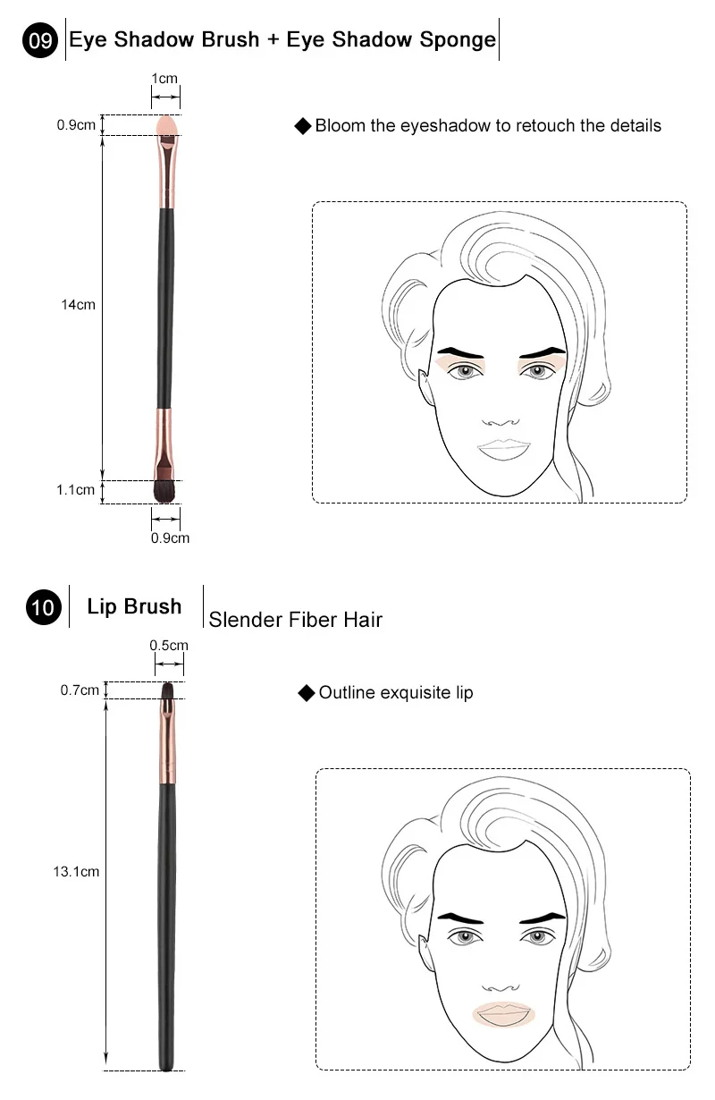 ROSALIND кисти для макияжа 20 шт. профессиональный набор Пудра основа для век макияж кисти Косметика Мягкие синтетические волосы