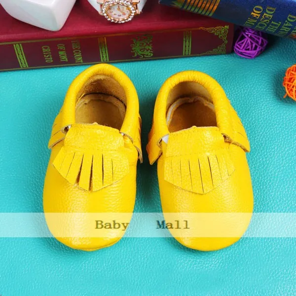 Cores de Couro Macio do Bebê Caminhantes da Criança do Bebê Genuíno Menino Sapatos Primeiros Mocassins Anti-deslizamento Infantil Franja 24 7 Mamãe e Bebê