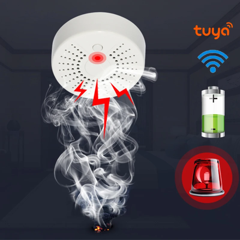 Умная жизнь автономный Wi-Fi датчик температуры дыма Tuya беспроводной охранной
