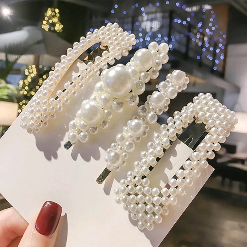 

Imitation Pearls Hair Clips For Women Fashion Sweet Korean Style Hairpins Alloy Hairgrip Girls Hair Accessories Jewelry 2019