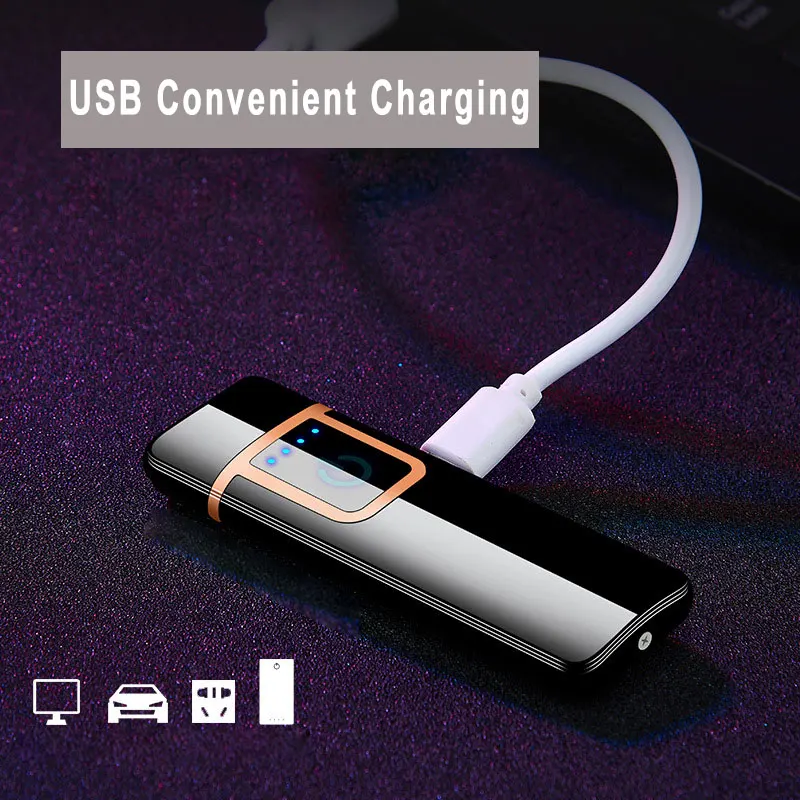 Мини Сенсорная Индукционная Электронная зажигалка Isqueiro USB зажигалки Вольфрамовая турбо сигарета зарядка через usb Индукционная зажигалка