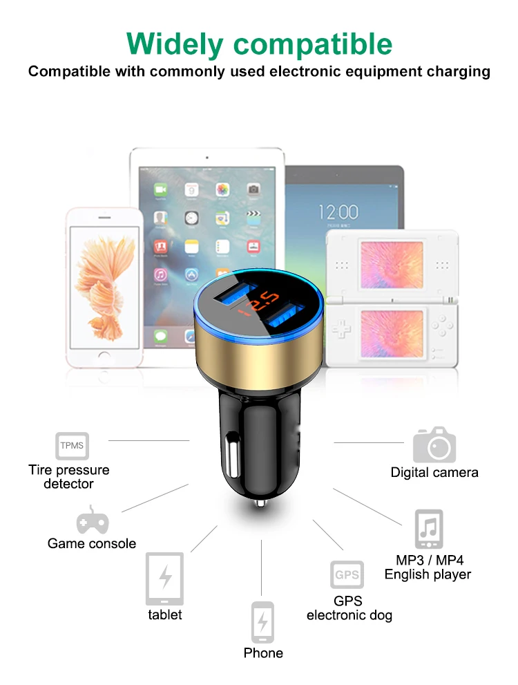 Двойное автомобильное зарядное устройство Usb 3.1A автомобильный прикуриватель Универсальный USB Автомобильное зарядное устройство с дисплеем напряжения автомобиля для iphone6 7 Sumsung Xiaomi