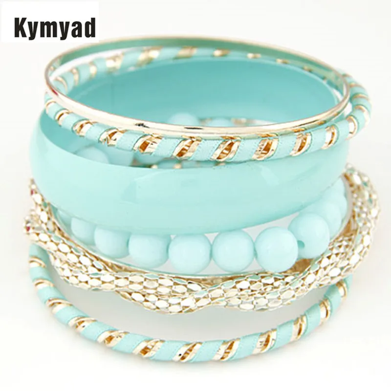 

Kymyad Candy Color Bracelets Bangles Sets For Women Bijoux Bohemian Bracelets Pulseiras Multilayer Bracelet Banchette