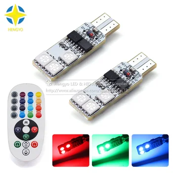 

1PCS Remote Control Car Interior RGBW LED Car Reading Light DC 12V T10 6 SMD 5050 Super Bright Lamp Bulb Auto Interior Lamps