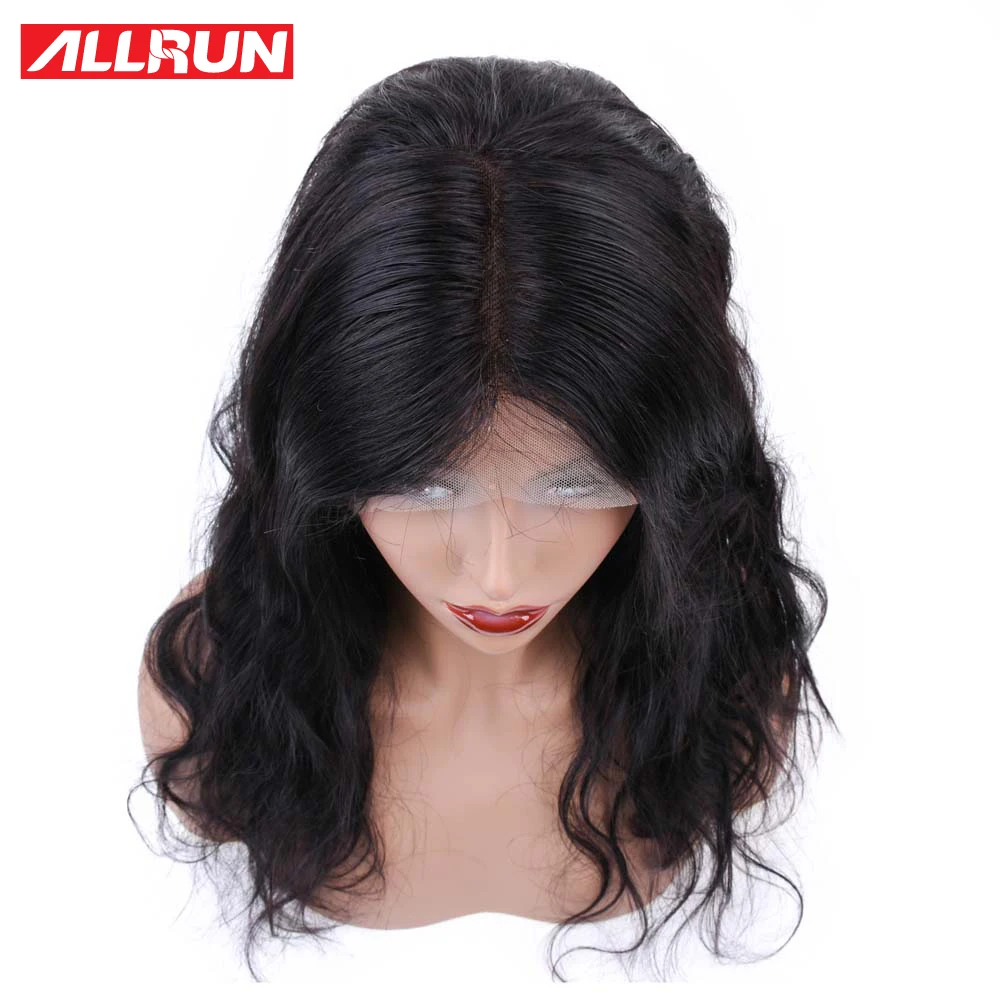 Allrun, 360, парик на кружеве, бразильский, не Реми, волнистый, парики на кружеве, человеческие волосы, парик для черных женщин с детскими волосами