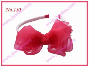 

free shipping 2017 Newest 145pcs 3.5'' organza headbands silk girl headbands girl hairbands popular hair clips whosale