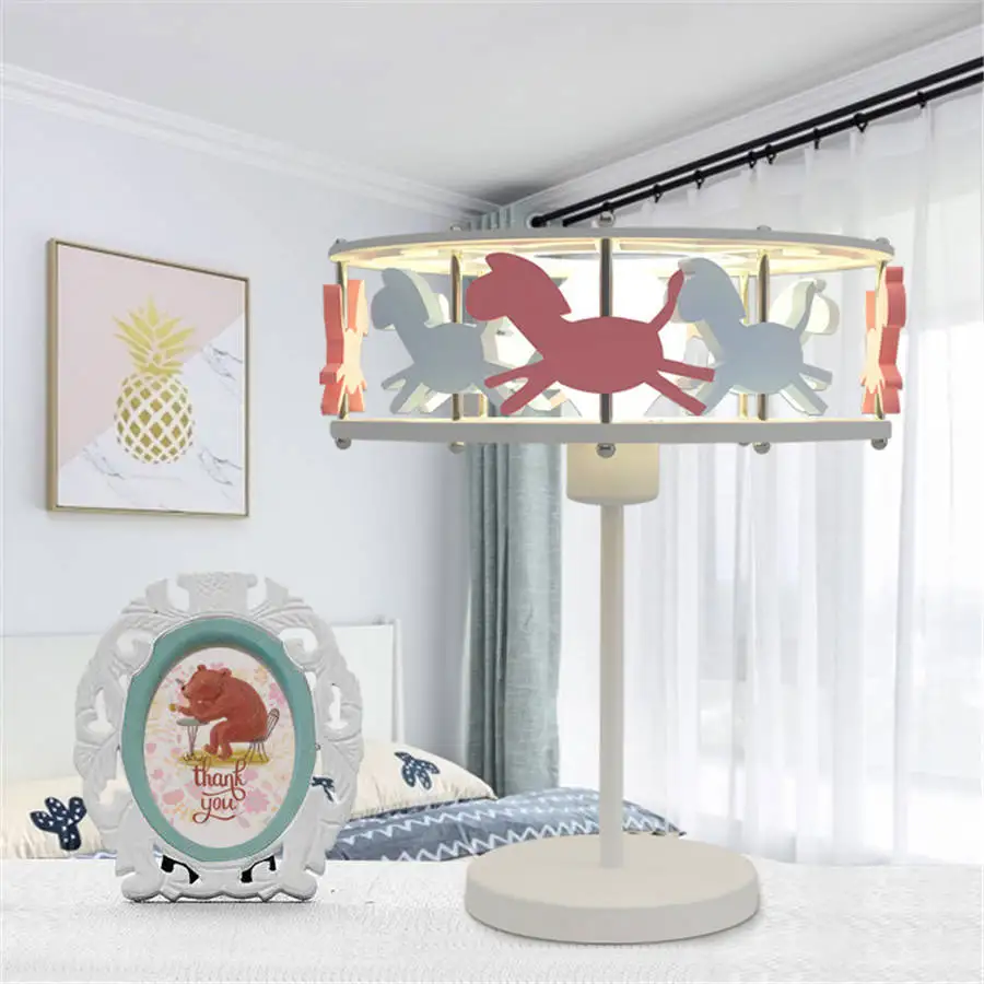 

cartoon Merry-go-round children table lamp kids bedroom bedside lamp home deco living room led table light creative holiday gift