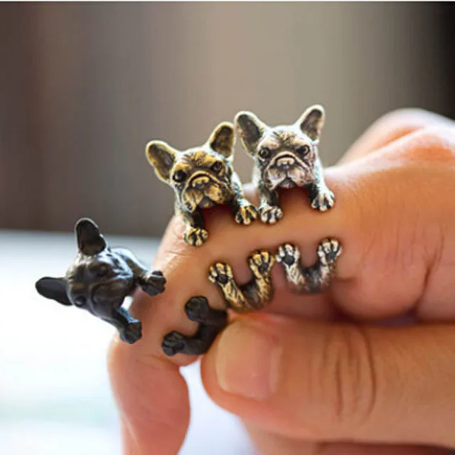 2017 Hiphop Rock Fashion Charming Lovely Animal Lovely French bulldog Pugs ring 2017 Hiphop Rock Fashion Charming Lovely Animal Lovely French bulldog Pugs ring