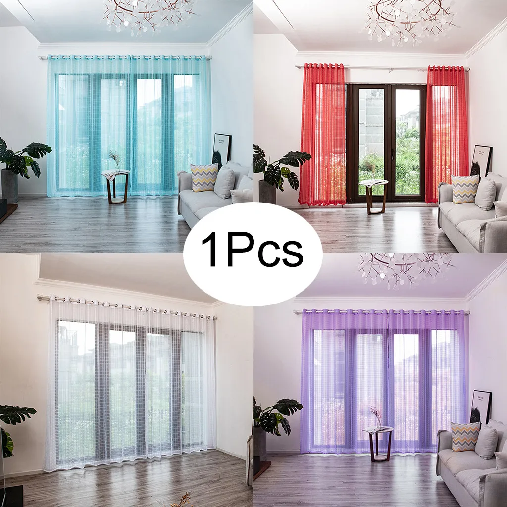 

Gacsidy Store 1Pcs 250Ч150cm Curtain Tulle Window Curtain Drape Panel Sheer Scarf Valances Modern bedroom Living Room Curtains