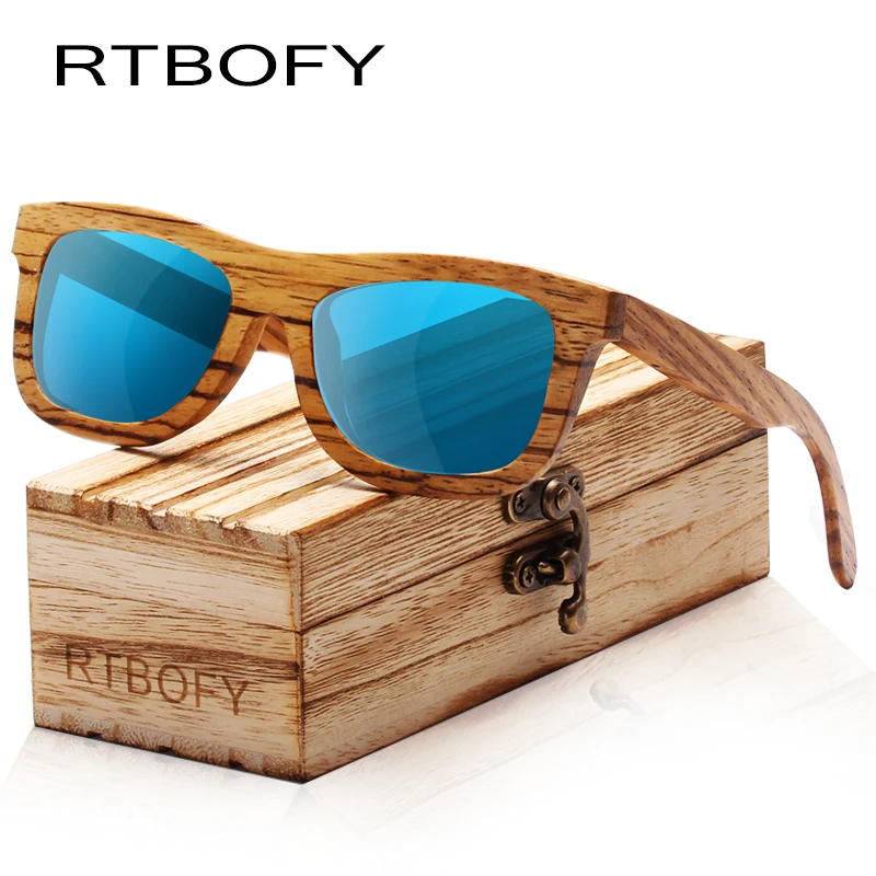 RTBOFY деревянные солнцезащитные очки женские в оправе под зебру поляризационные