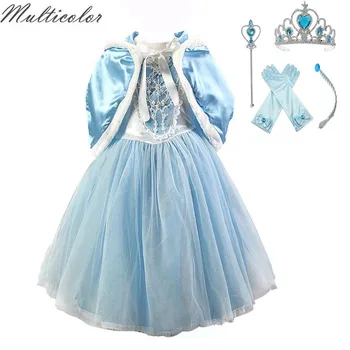 

Fashion Party Wedding Anna Elsa Dress Baby Girl Dresses Girls Lace Dress Party Costume Princess Kids Cartoon Vestidos Gift Dress