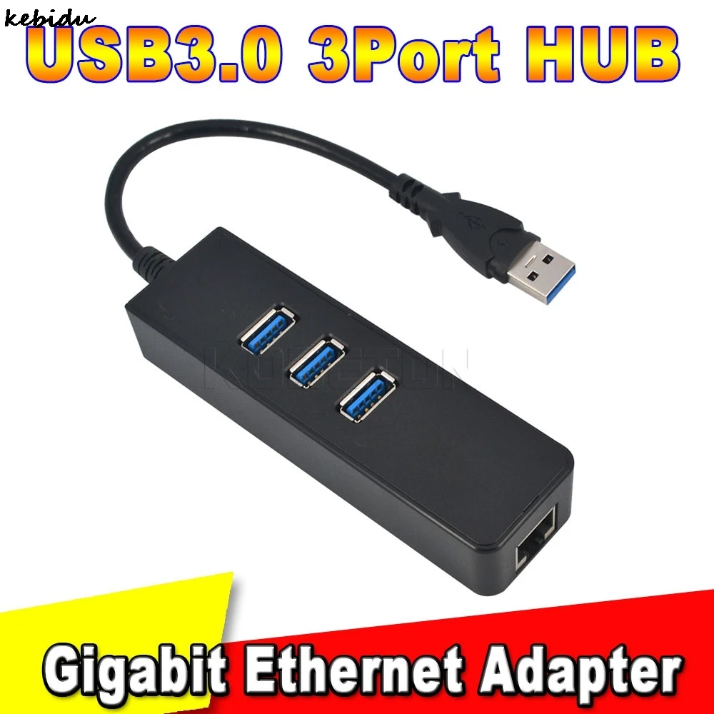 Kebidu Suped Скорость 3 Порты USB3.0 концентратор 10/100/1000 Мбит/с RJ45 LAN проводной сетевой адаптер EtherNet USB сплиттер для ноутбука
