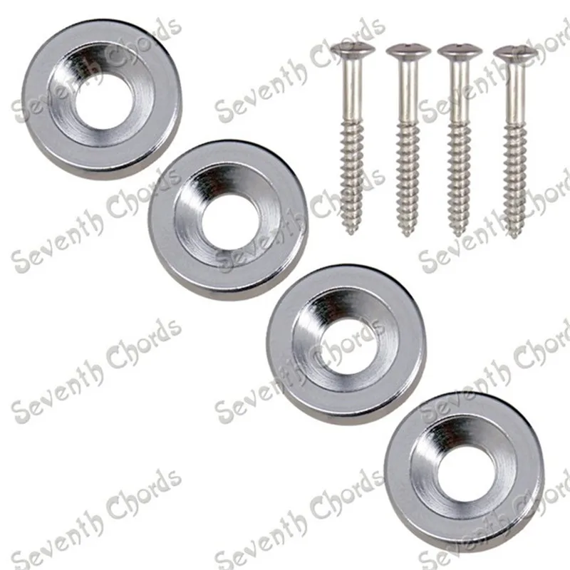 

A Set of 4 Pcs Chrome Electric Bass Guitar Neck Bushing Neck Joint Bushing Ferrule with Mounting Screws guitar accessories