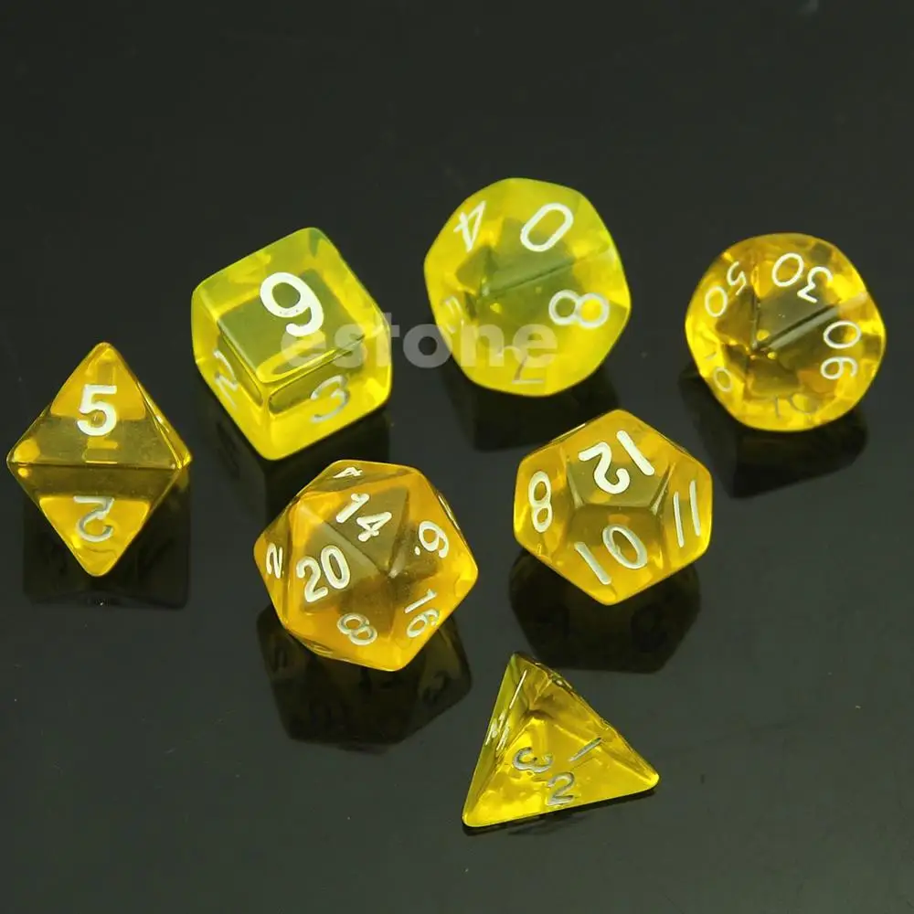 Многогранная матрица D4 D6 D8 D10 D12 D20 MTG RPG D& D DND настольная игра шахматы детская развивающая математическая игрушка - Цвет: Цвет: желтый