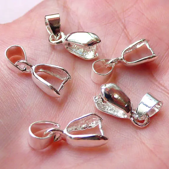 200pcs Silver Pinch Bails / Claw Bail / Pendant Bail / Necklace Bail
