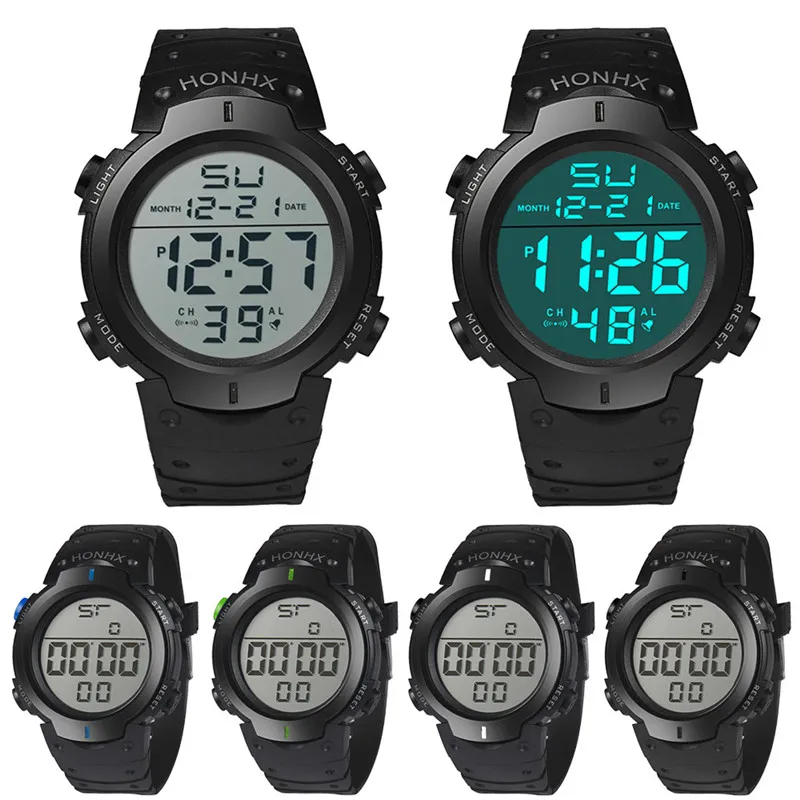 

Fashion Waterproof Men's Boy LCD Digital Stopwatch Date Rubber Sport Wrist Watch water resistant