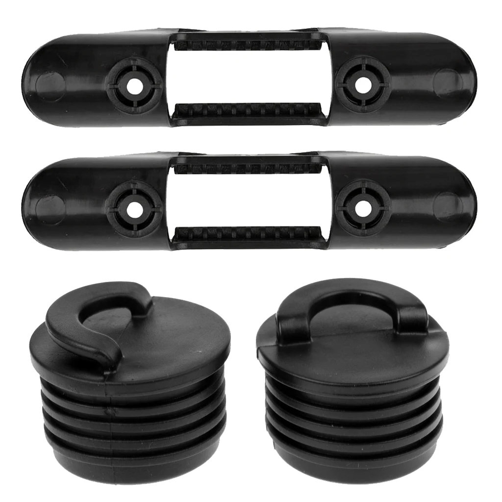 2 Pieces Kayak Paddle Clip Holder with 2 Pieces Canoe Boat Scupper Stoppers for Flatable Fishing Boat Dinghy Yatch Accessories